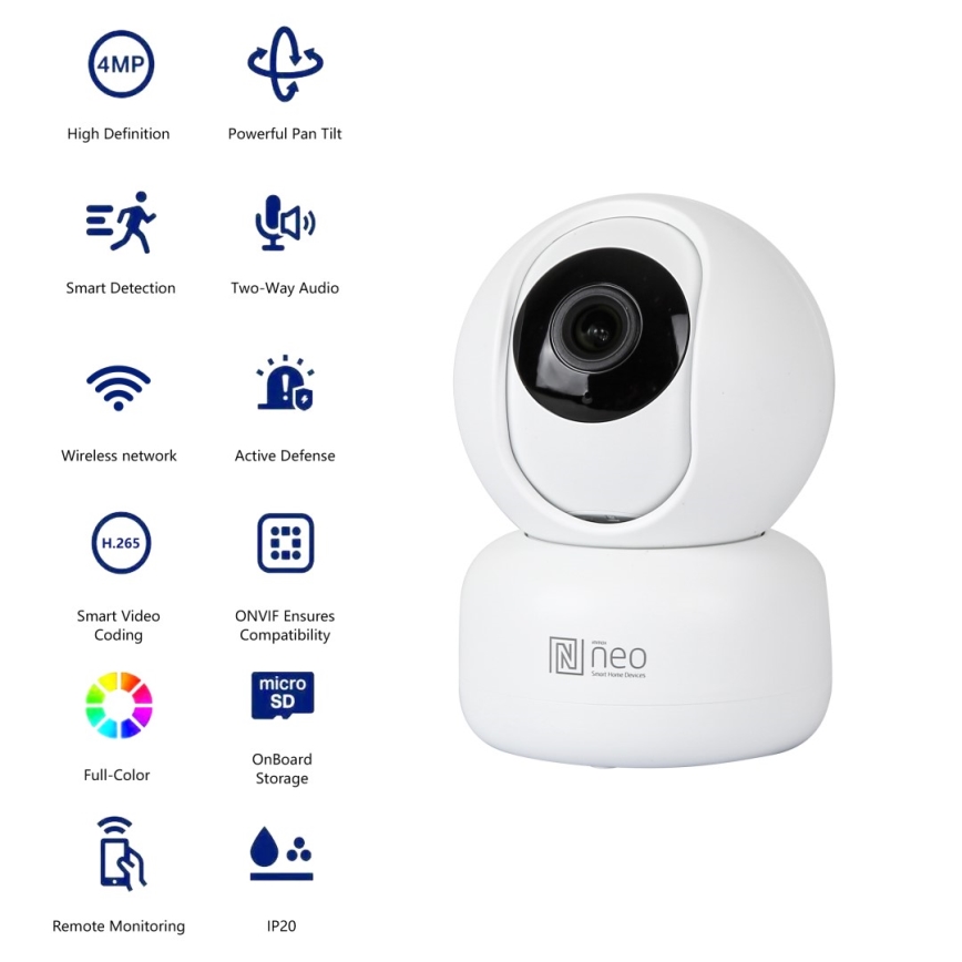 Immax NEO 07795L – Išmanioji patalpų kamera su jutikliu 4MP 5V Wi-Fi Tuya