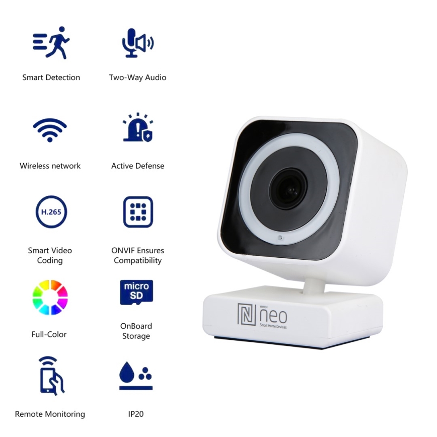 Immax NEO 07796L- Išmani patalpų kamera su jutikliu LITTLE CUBE 3MP 5V Wi-Fi Tuya