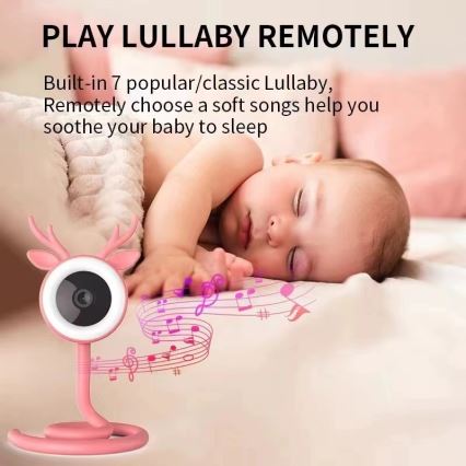 Immax NEO 07798L - Išmanusis įkraunamas kūdikio monitorius 5V Wi-Fi Tuya rausva