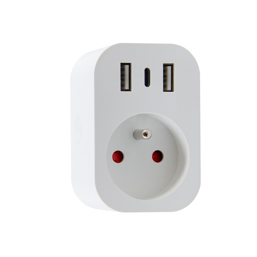 Immax NEO 07799L - Išmanus lizdo skirstytuvas 16A/230V + 2xUSB+1xUSB C Wi-Fi Tuya