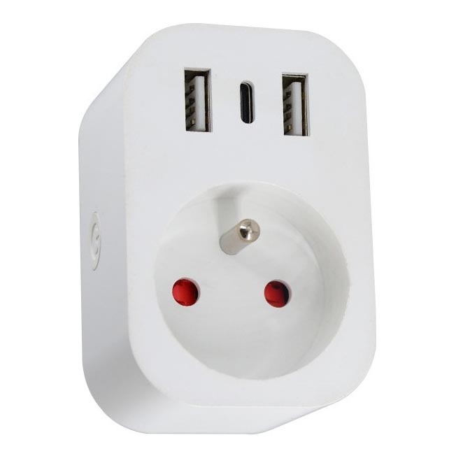 Immax NEO 07799L - Išmanus lizdo skirstytuvas 16A/230V + 2xUSB+1xUSB C Wi-Fi Tuya