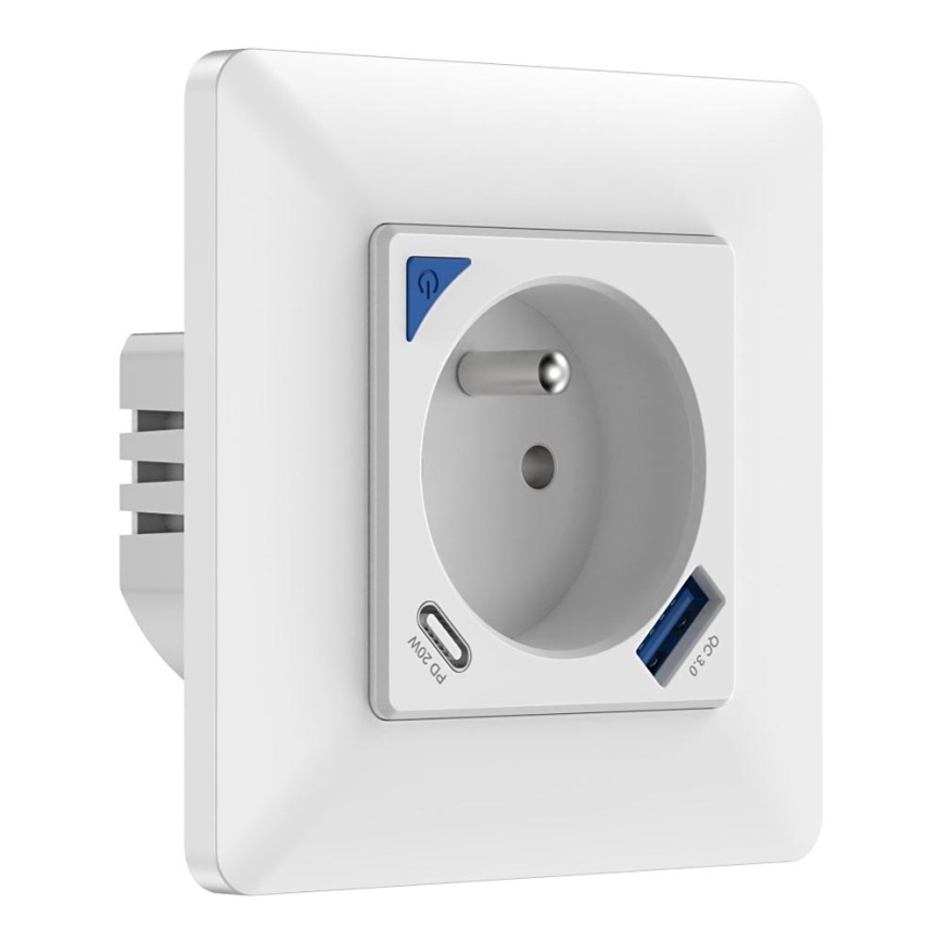 Immax NEO 07800L - Išmanus kištukas 16A/230V + 1xUSB-A+1xUSB C Tuya