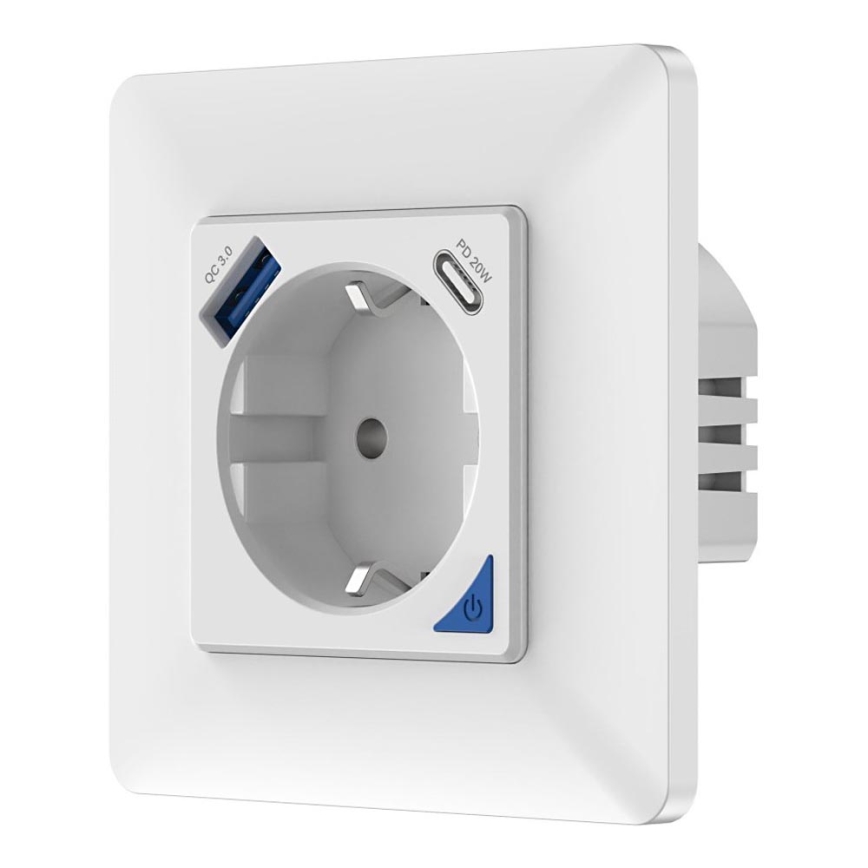 Immax NEO 07801L - Išmanus kištukas 16A/230V + 1xUSB-A+1xUSB C Tuya