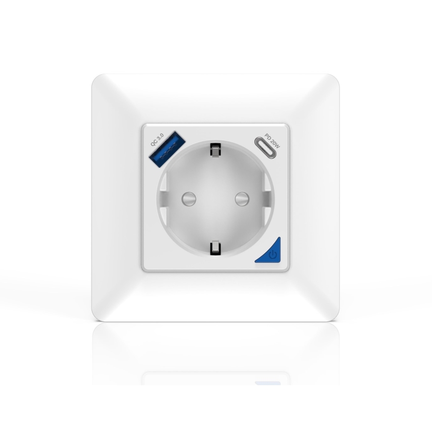 Immax NEO 07801L - Išmanus kištukas 16A/230V + 1xUSB-A+1xUSB C Tuya