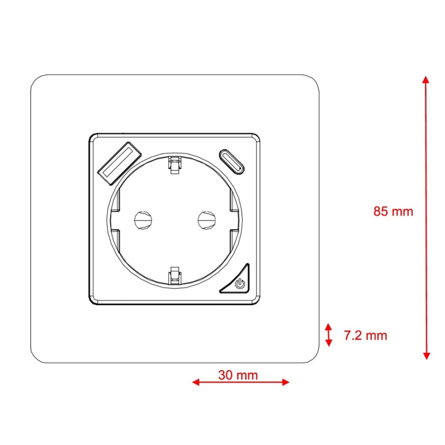 Immax NEO 07801L - Išmanus kištukas 16A/230V + 1xUSB-A+1xUSB C Tuya