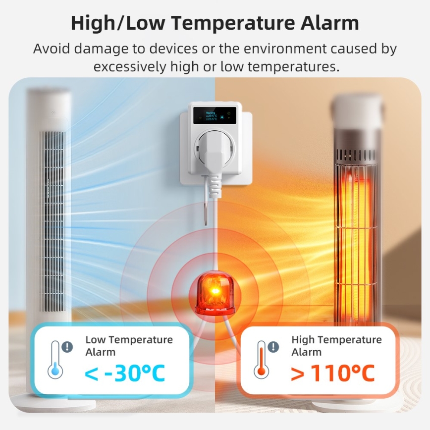 Immax NEO 07811L - Išmanioji kištukinė rozetė su termometru F 3680W Wi-Fi