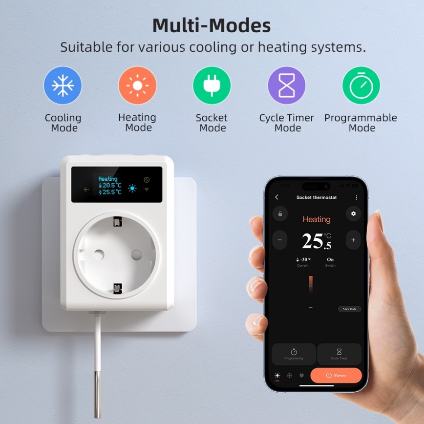 Immax NEO 07811L - Išmanioji kištukinė rozetė su termometru F 3680W Wi-Fi