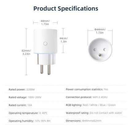 Immax NEO 07812L - Išmanioji E tipo kištukinė rozetė 3500W Wi-Fi