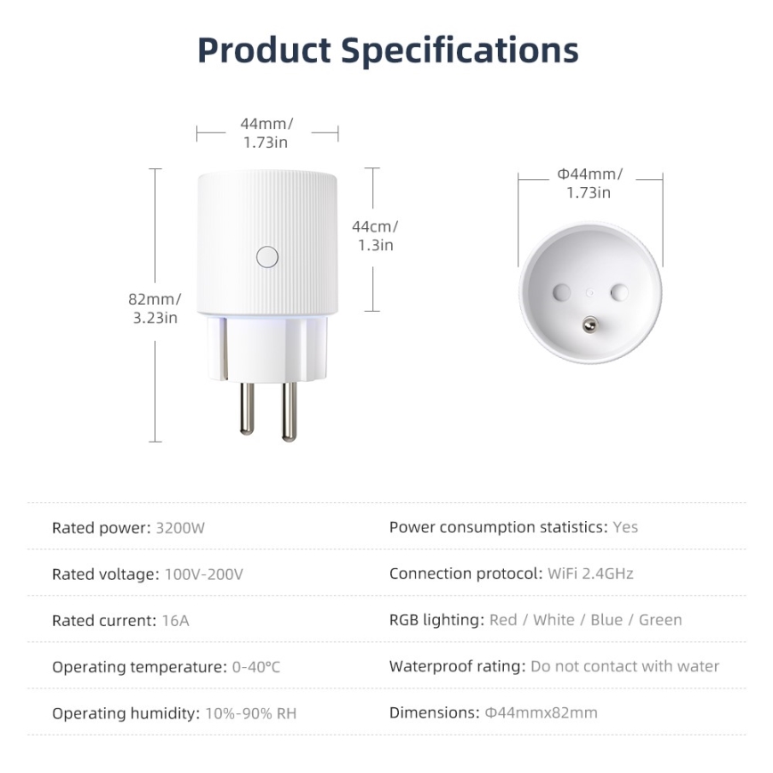 Immax NEO 07812L - Išmanioji kištukinė rozetė E 3500W Tuya Wi-Fi