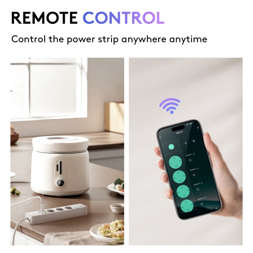 Immax NEO 07821L - Išmanusis NEO LITE prailgintojas su 4 AC lizdais, 1× USB ir 2× USB‑C, Wi‑Fi