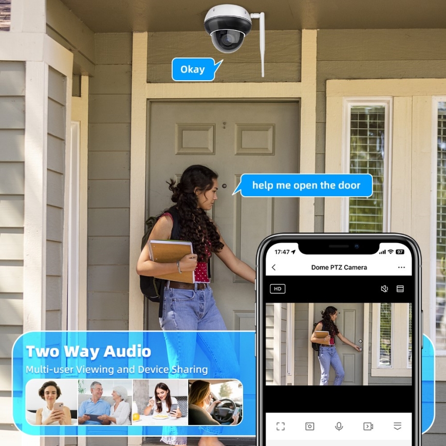 Immax NEO 07825L - Išmanioji lauko kamera su DOME tipo jutikliu, 5 MP, 230 V, IP66, TUYA, Wi‑Fi