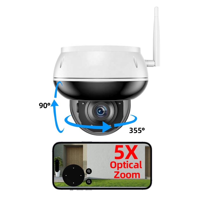 Immax NEO 07825L - Išmanioji lauko kamera su DOME tipo jutikliu, 5 MP, 230 V, IP66, TUYA, Wi‑Fi