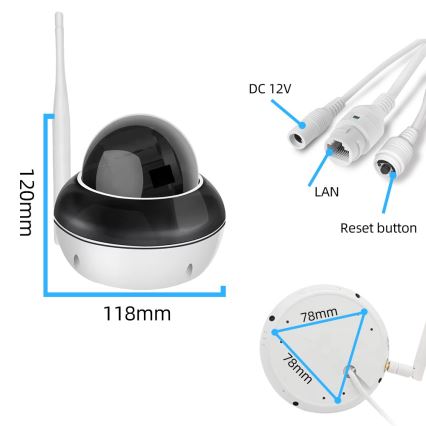 Immax NEO 07825L - Išmanioji lauko kamera su DOME tipo jutikliu, 5 MP, 230 V, IP66, TUYA, Wi‑Fi