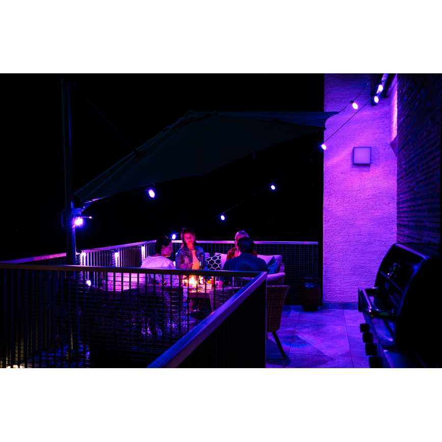 LED RGB+CCT Pritemdoma lauko grandinė GIRLIANDA 15xLED/1W/230V 15m Wi-Fi Tuya IP65 + nuotolinio valdymo pultas