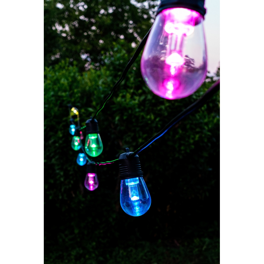 LED RGB+CCT Pritemdoma lauko grandinė GIRLIANDA 15xLED/1W/230V 15m Wi-Fi Tuya IP65 + nuotolinio valdymo pultas