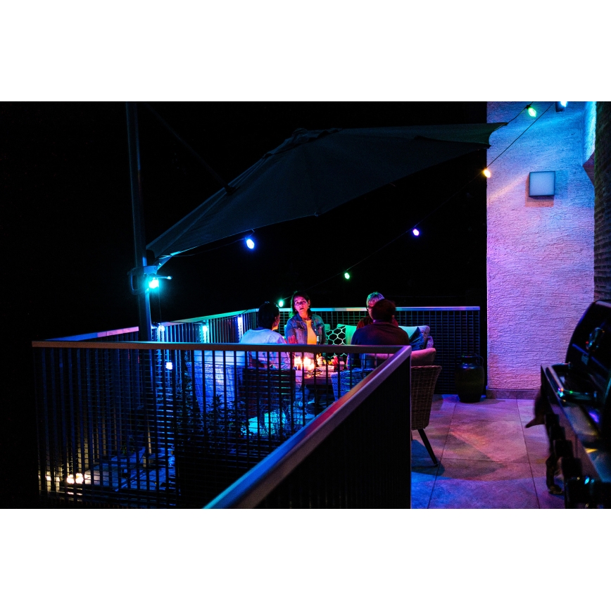 LED RGB+CCT Pritemdoma lauko grandinė GIRLIANDA 15xLED/1W/230V 15m Wi-Fi Tuya IP65 + nuotolinio valdymo pultas