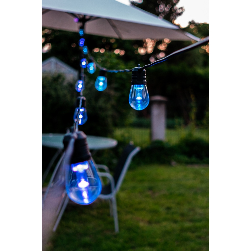 LED RGB+CCT Pritemdoma lauko grandinė GIRLIANDA 15xLED/1W/230V 15m Wi-Fi Tuya IP65 + nuotolinio valdymo pultas