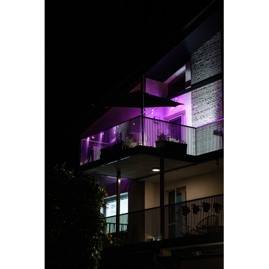 LED RGB+CCT Pritemdoma lauko grandinė GIRLIANDA 15xLED/1W/230V 15m Wi-Fi Tuya IP65 + nuotolinio valdymo pultas