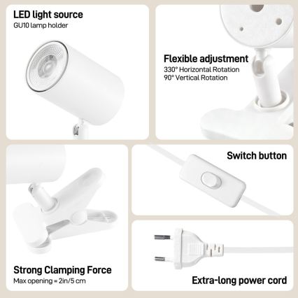 Immax NEO 08292L - Šviestuvas su spaustuku PUNTO 1xGU10/9W/230V baltas