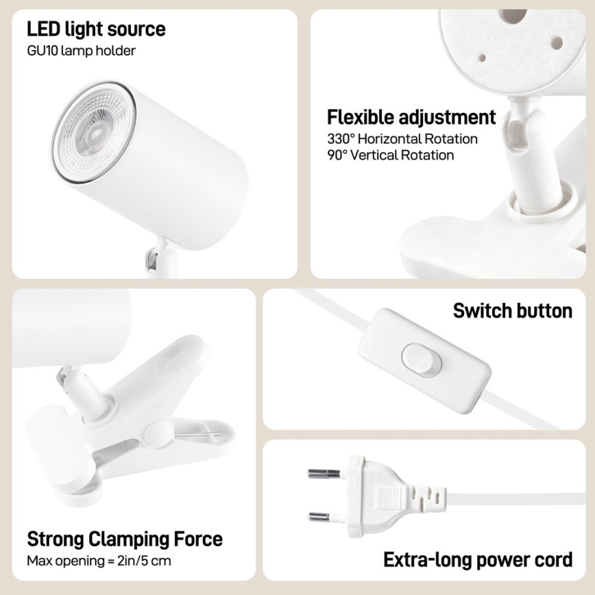 Immax NEO 08292L - Šviestuvas su spaustuku PUNTO 1xGU10/9W/230V baltas