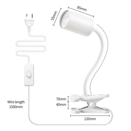 Immax NEO 08294L - Lanksčioji lempa su spaustuku PUNTO 1xGU10/9W/230V balta