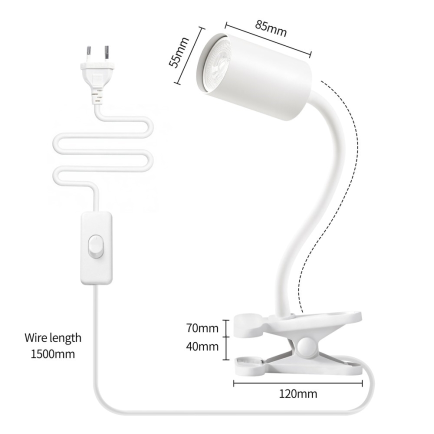 Immax NEO 08294L - Lanksčioji lempa su spaustuku PUNTO 1xGU10/9W/230V balta