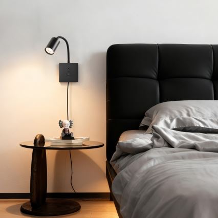 Immax NEO 08295L - Sieninis šviestuvas su USB PUNTO 1xGU10/9W/230V juodas