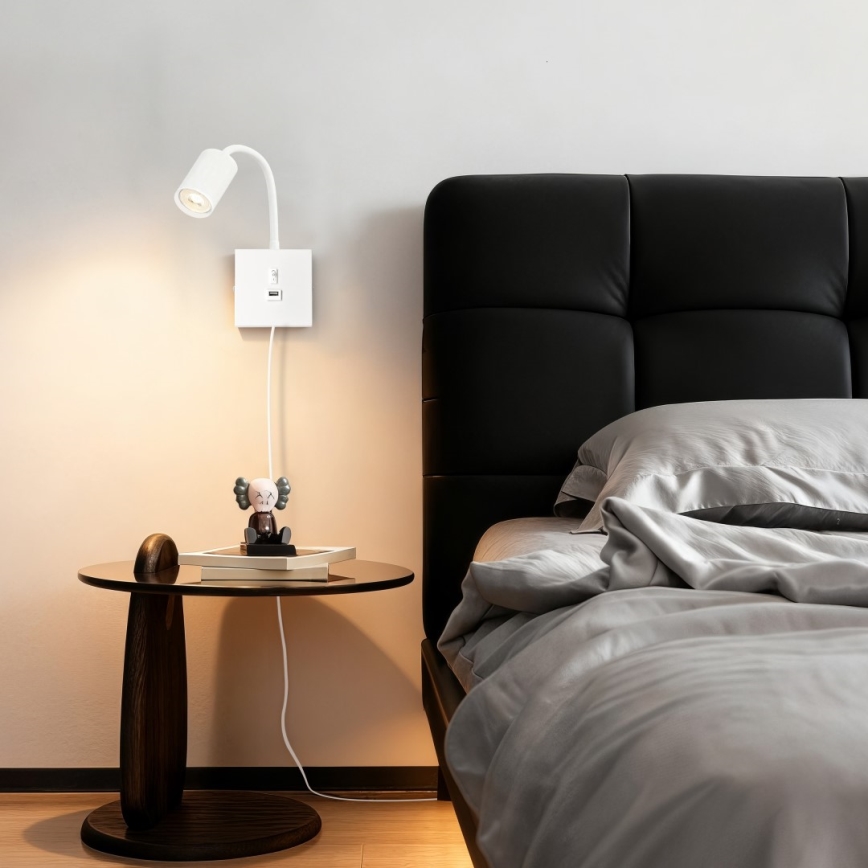 Immax NEO 08296L - Sieninis šviestuvas su USB PUNTO 1xGU10/9W/230V baltas