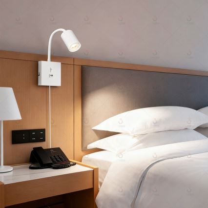 Immax NEO 08296L - Sieninis šviestuvas su USB PUNTO 1xGU10/9W/230V baltas