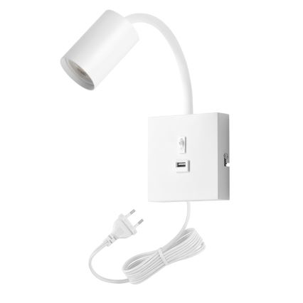 Immax NEO 08296L - Sieninis šviestuvas su USB PUNTO 1xGU10/9W/230V baltas