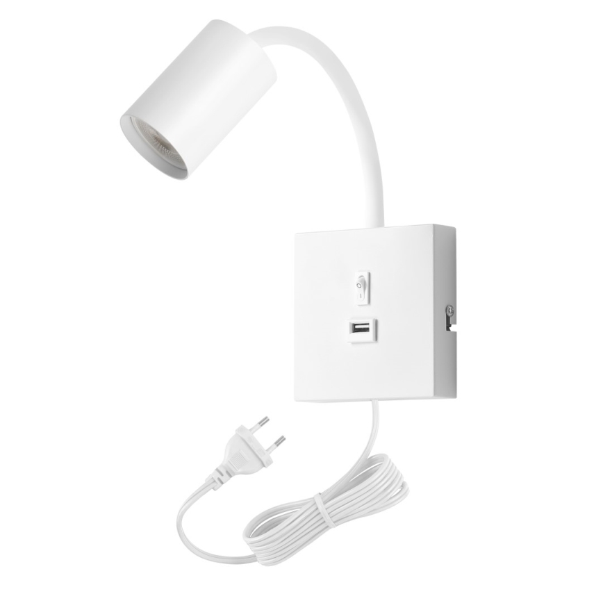 Immax NEO 08296L - Sieninis šviestuvas su USB PUNTO 1xGU10/9W/230V baltas