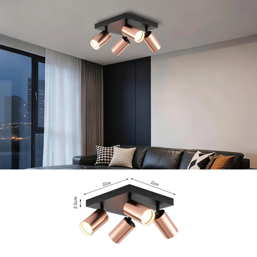 Immax NEO 08304L - Taškinis šviestuvas PUNTO 4xGU10/9W/230V rožinio aukso