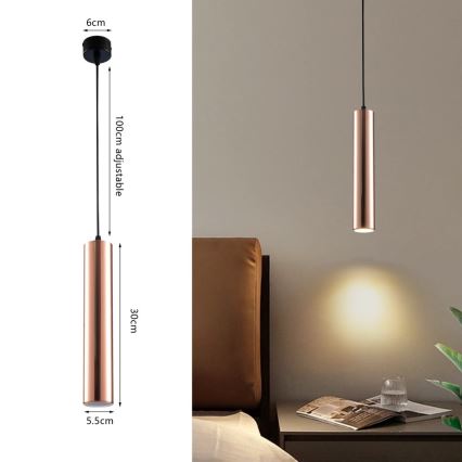 Immax NEO 08306L - Pakabinamas šviestuvas ant laido PUNTO 1xGU10/9W/230V rožinio aukso