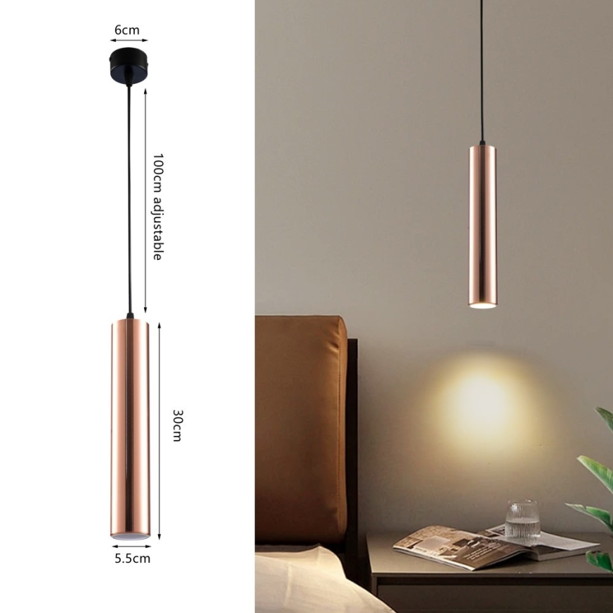 Immax NEO 08306L - Pakabinamas šviestuvas ant laido PUNTO 1xGU10/9W/230V rožinio aukso