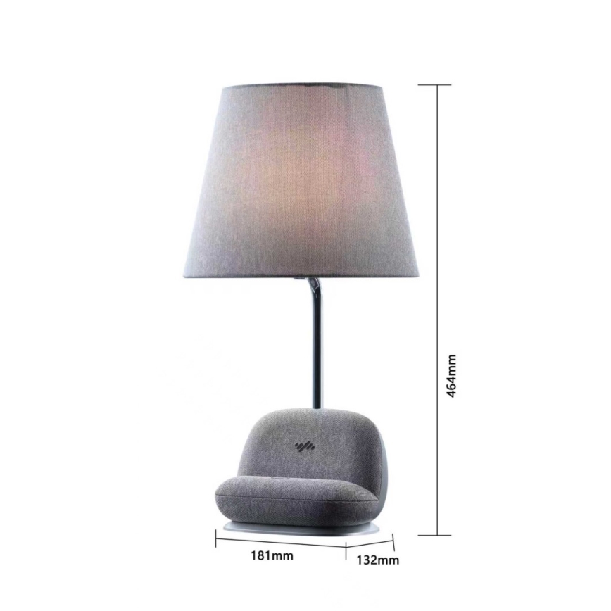 Immax NEO 09109L - reguliuojamo ryškumo LED stalinė lempa su Qi belaidžiu įkrovimu SOFA LED/6W/230V pilka