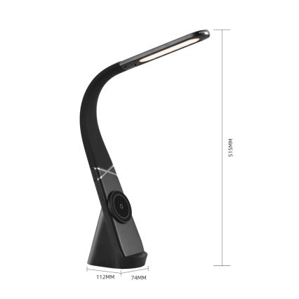 Immax NEO 09110L - dimeriuojama LED stalinė lempa su belaidžiu įkrovimu MAGIC LED/5W/230V juoda