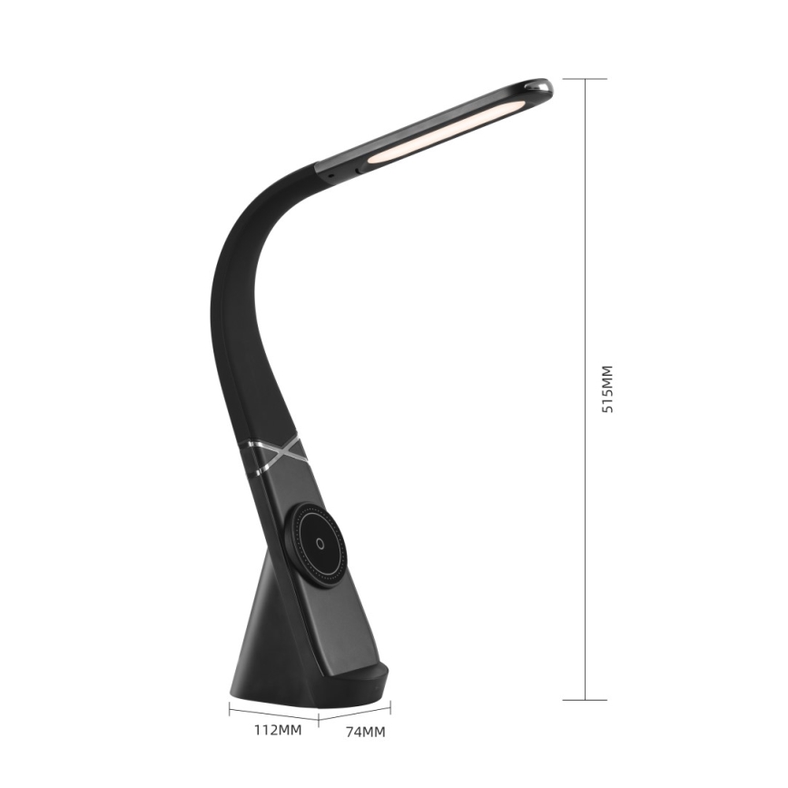 Immax NEO 09110L - dimeriuojama LED stalinė lempa su belaidžiu įkrovimu MAGIC LED/5W/230V juoda