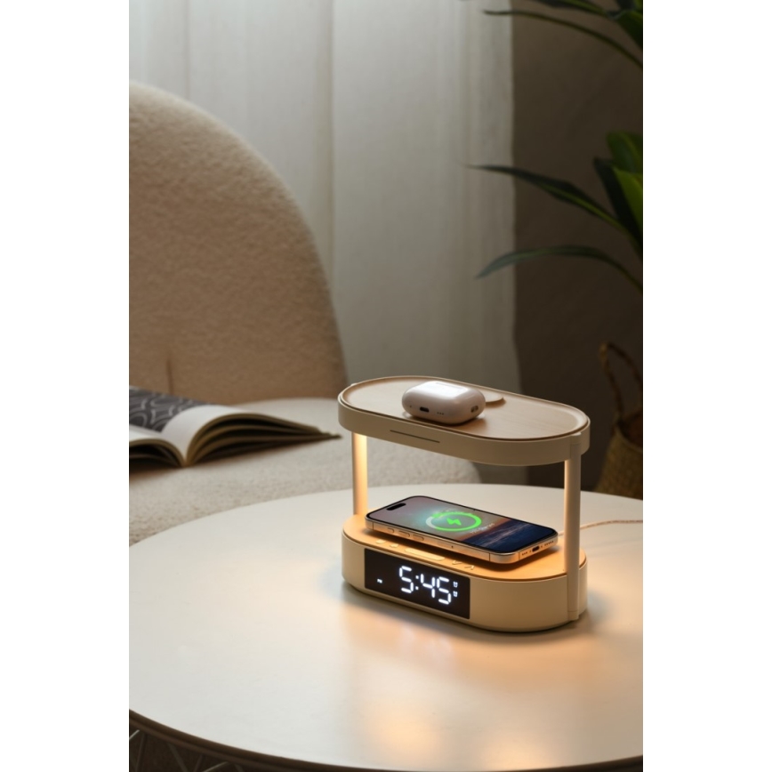 Immax NEO 09111L - dimeriuojama LED stalinė lempa su žadintuvu ir įkrovimu TRIPLE DOCK LED/1,5W/5V