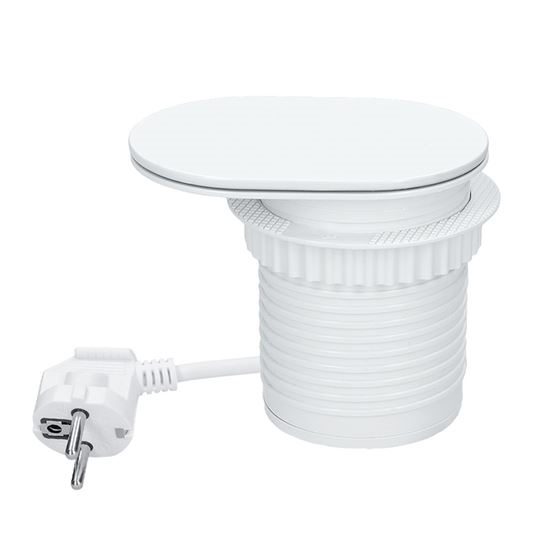 Įmontuojama rozetė su 20 W belaidžiu įkrovimu, 1 lizdas + USB A+C, balta