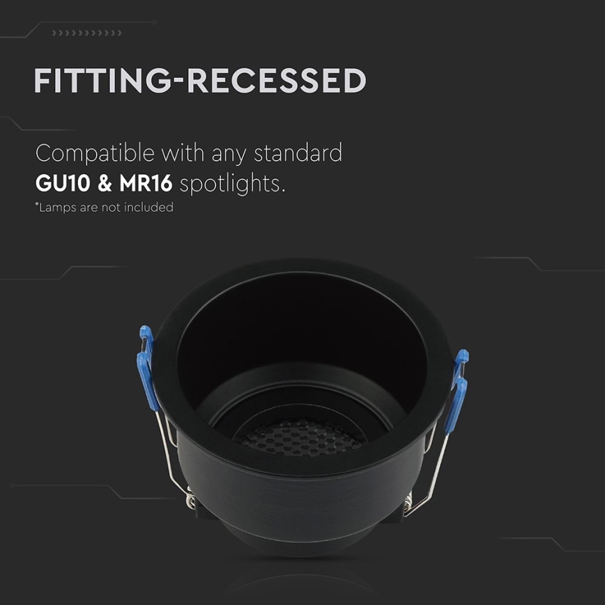 Įleidžiamas šviestuvas GU10 skersmuo 9 cm juodas