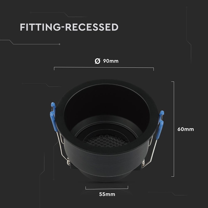 Įleidžiamas šviestuvas GU10 skersmuo 9 cm juodas