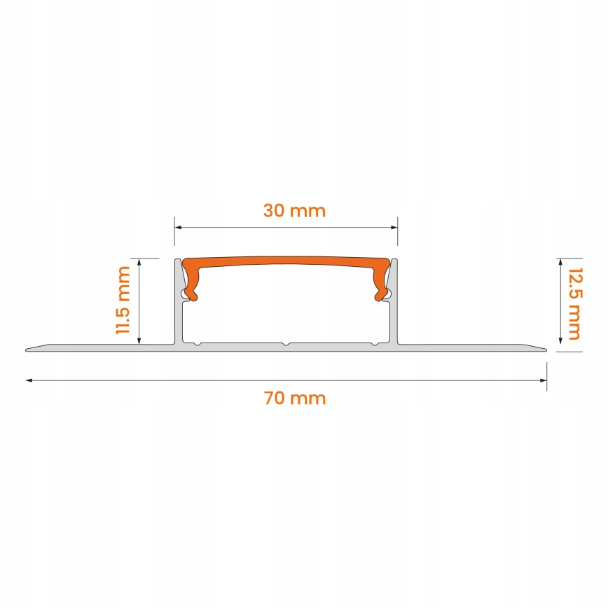 Įmontuojamas profilis LED juostoms, 1 m, sidabrinis/baltas