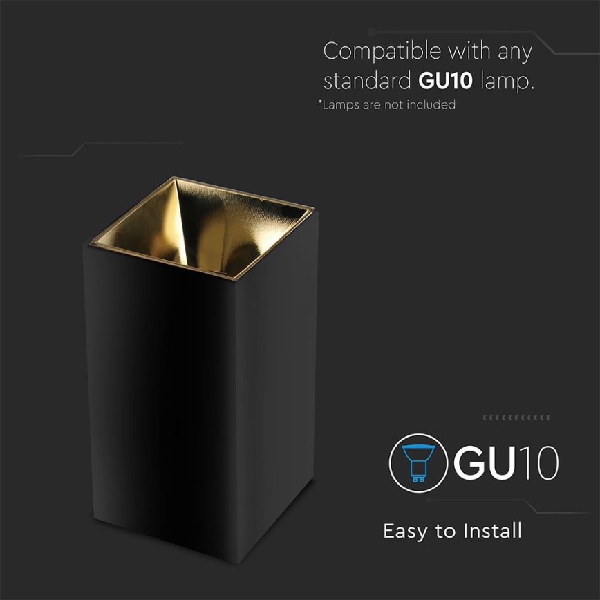 Įmontuojamas šviestuvas 1xGU10/35W/230V juoda/auksinė