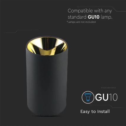 Įmontuojamas šviestuvas 1xGU10/35W/230V juoda/auksinė