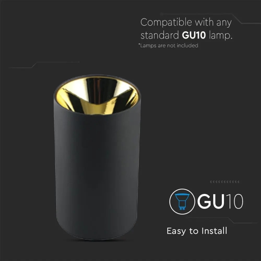 Įmontuojamas šviestuvas 1xGU10/35W/230V juoda/auksinė