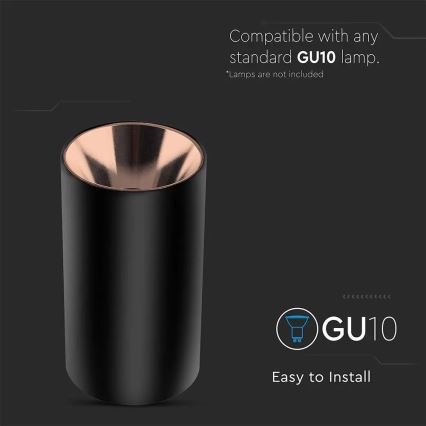 Įmontuojamas šviestuvas 1xGU10/35W/230V juodas/rožinio aukso spalvos