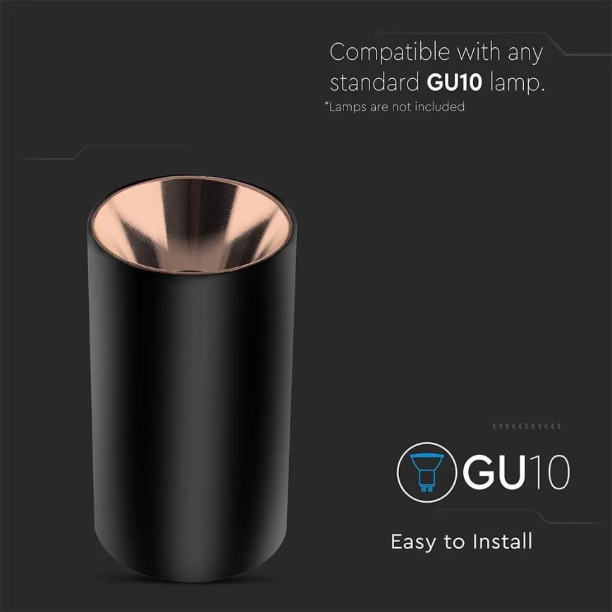 Įmontuojamas šviestuvas 1xGU10/35W/230V juodas/rožinio aukso spalvos