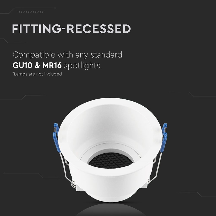 Įleidžiamas šviestuvas GU10 skersmuo 9 cm baltas