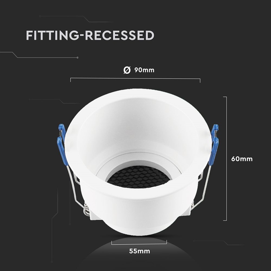 Įleidžiamas šviestuvas GU10 skersmuo 9 cm baltas