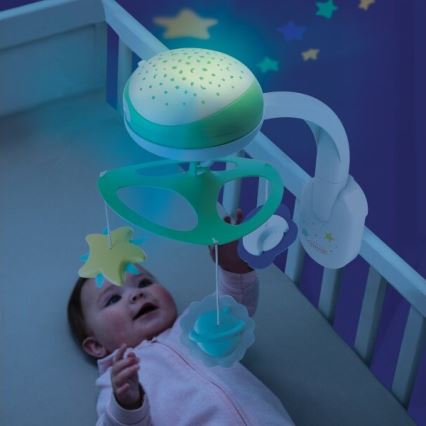 Infantino - Kūdikio lovelė mobilus Su melody 3in1 3xAA žalia